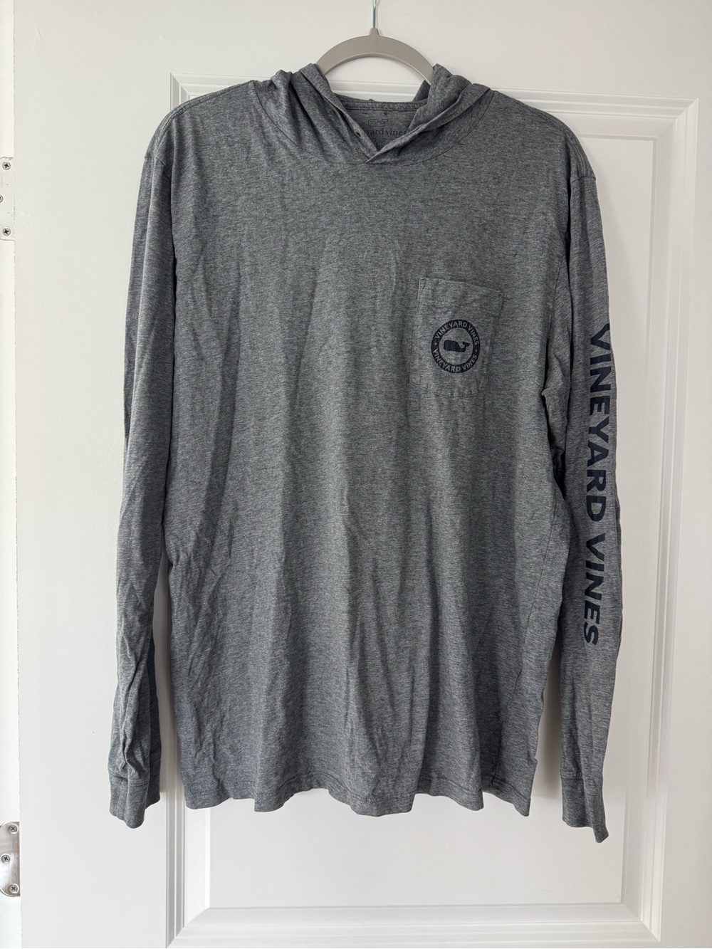 Vineyard Vines Heather Gray Long-Sleeve Hooded Pocket Tee